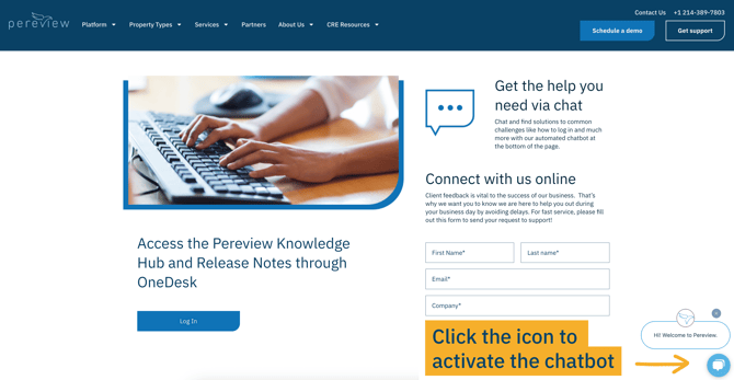 Click the icon to activate the chatbot